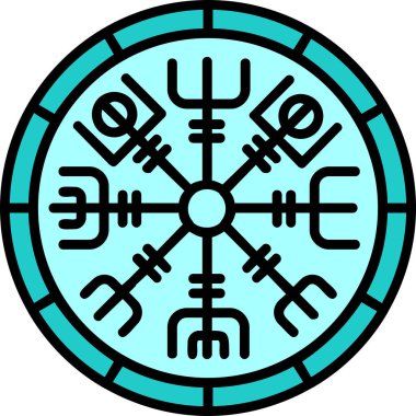 Vegvisir runik pusula simgesi, vektör illüstrasyonu.