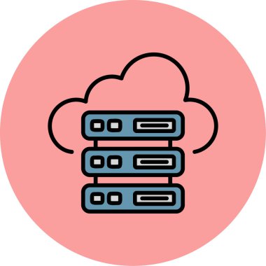 Bulut Sunucusu simgesi, vektör illüstrasyonu basit tasarım