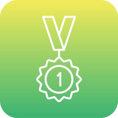 Kurdele ikon vektör illüstrasyonlu madalya 