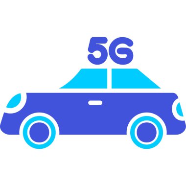 5G sembollü akıllı araba simgesi. Vektör illüstrasyonu