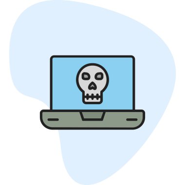 Laptop vektör çiziminde ölü kafatası simgesi