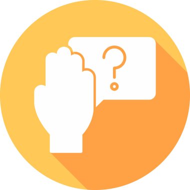 Soru işareti ve el, vektör illüstrasyonu