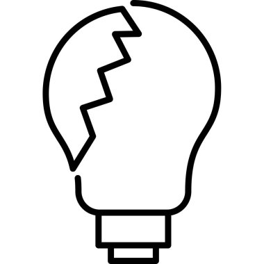 Kırık ampul simgesi, vektör illüstrasyonu