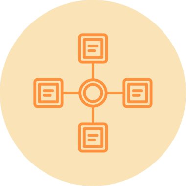 İş diyagramı simgesi. Ağ şeması simgesi. Veritabanı sembolü, vektör illüstrasyonu