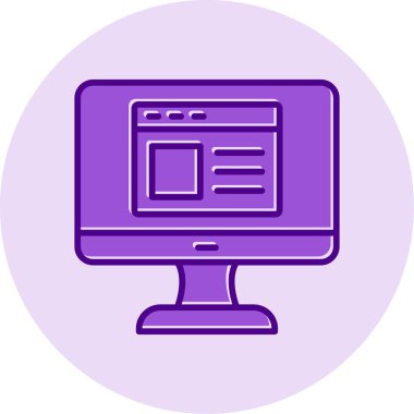 Web sitesi işareti, vektör illüstrasyonlu blog simgesi, bilgisayar ekranı