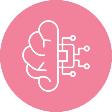 Makine Öğrenme Simgesi, Yapay Zeka düğmesi, vektör illüstrasyonu 