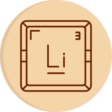 Lityum Li kimyasal element simgesi. Periyodik tablonun kimyasal elementi. Atom numarası ile imzala