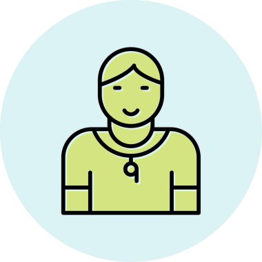 Jimnastik eğitmeni web simgesi, vektör illüstrasyonu