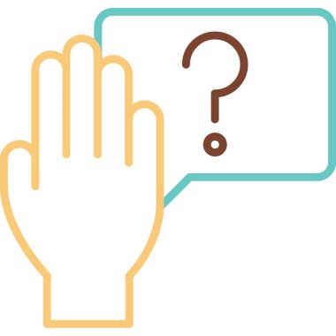 Soru işareti ve el, vektör illüstrasyonu