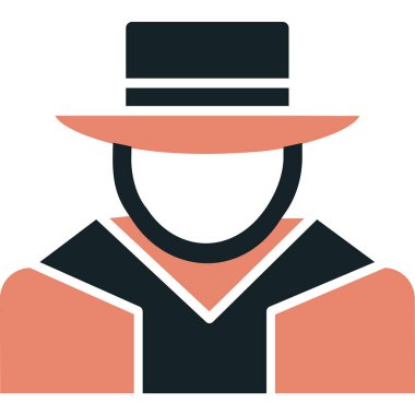 Şapkalı adam. Web simgesi basit illüstrasyon