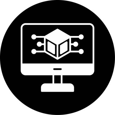 Bilgisayar Simülasyonu simgesi, vektör illüstrasyonu basit tasarım