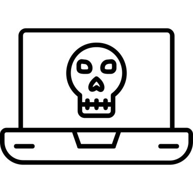 Laptop vektör çiziminde ölü kafatası simgesi