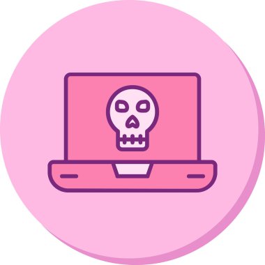 Laptop vektör çiziminde ölü kafatası simgesi