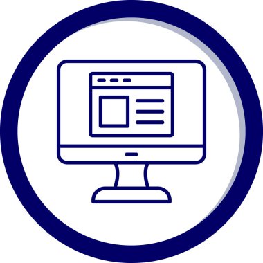 Web sitesi işareti, vektör illüstrasyonlu blog simgesi, bilgisayar ekranı