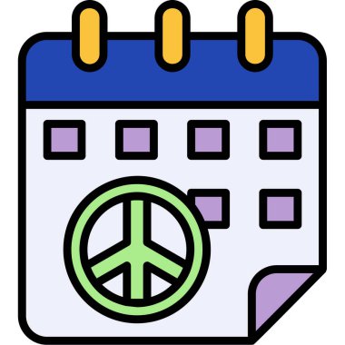 Takvim simgesi vektör illüstrasyonunda barış işareti