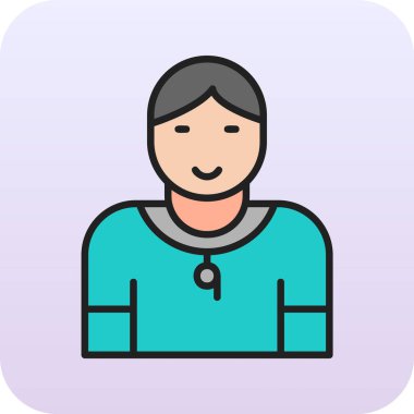 Jimnastik eğitmeni web simgesi, vektör illüstrasyonu