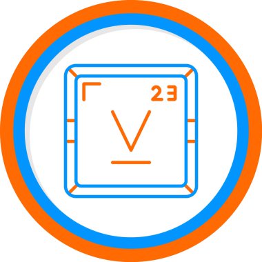 Vanadyum periyodik tablo simgesi. Vanadyum sembolü bilimsel vektör kimyasal element