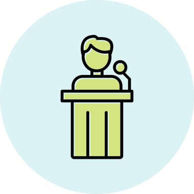 Siyaset ikonu. Web için basit bir konferans vektör simgesi çizimi