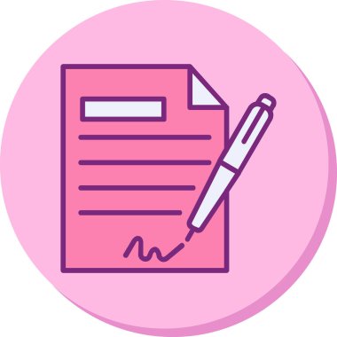 Sözleşme simgesi imzalama, basit vektör illüstrasyonu