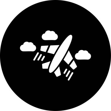 Bulutlarda uçan bir uçak. vektör illüstrasyonu 