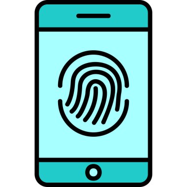 Parmak izi simgesi vektör çizelgesine sahip akıllı telefon
