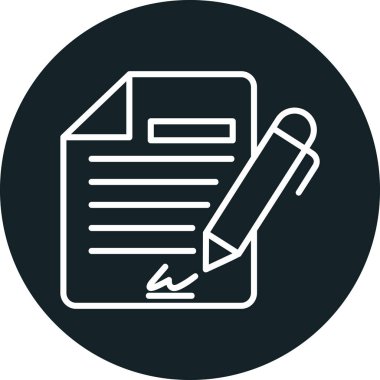 Sözleşme simgesi imzalama, basit vektör illüstrasyonu