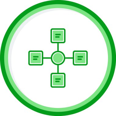 İş diyagramı simgesi. Ağ şeması simgesi. Veritabanı sembolü, vektör illüstrasyonu
