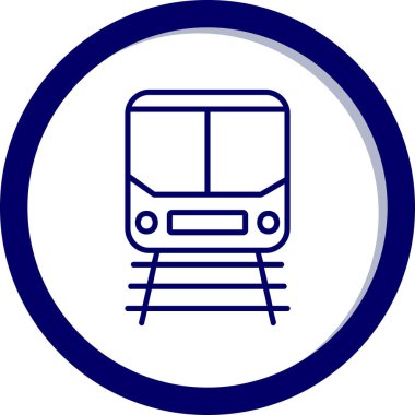 Demiryolu raylarındaki tren simgesi, vektör illüstrasyonu 