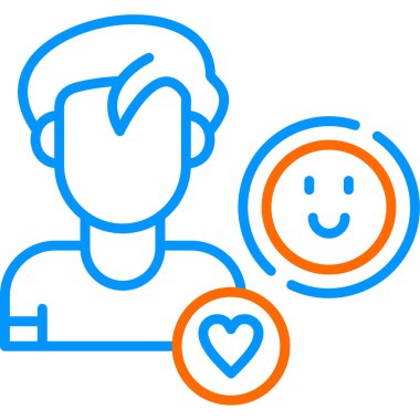 Mutlu emoji simgesine sahip insan avatarı, vektör illüstrasyonu basit tasarım