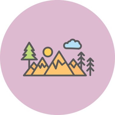 Bir dağ manzarasının vektör çizimi 