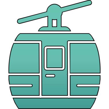 Kablo araba simgesi, vektör illüstrasyonu 