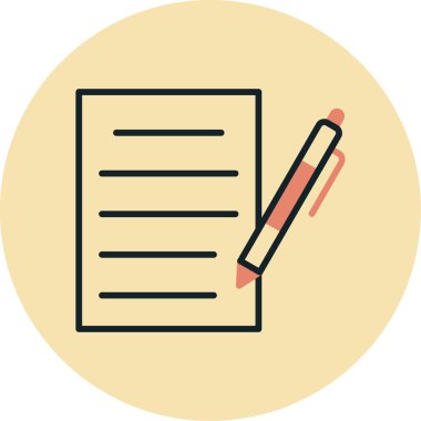 belge ve kalem simgesi düz tasarım