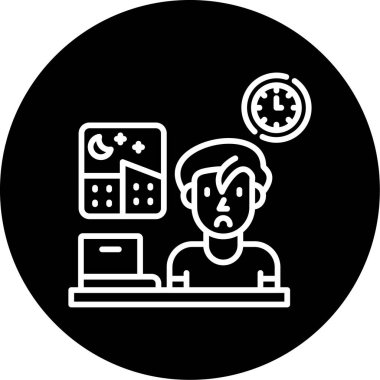 Fazla mesai web simgesi, vektör illüstrasyonu