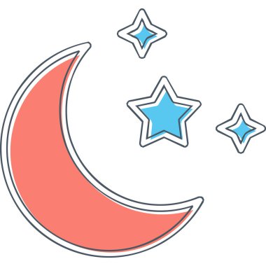 Yıldızlı ay. Web simgesi basit illüstrasyon 