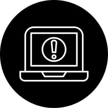 Dizüstü bilgisayar ekranında ünlem işareti, vektör illüstrasyonu basit tasarım