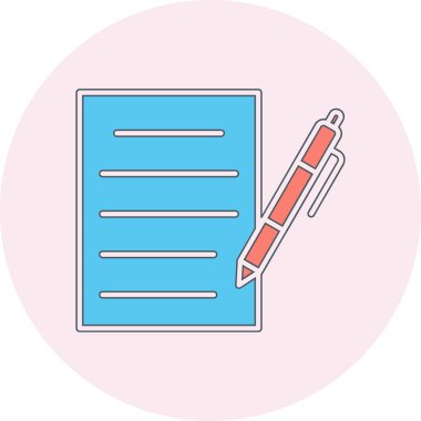 belge ve kalem simgesi düz tasarım