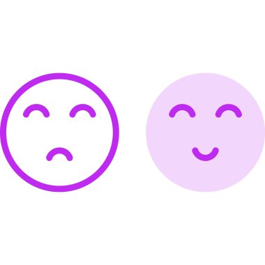 Mutlu ve üzgün yüz ifadeleri. Web basit illüstrasyonu