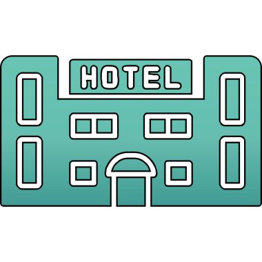 Otel web simgesi, vektör illüstrasyonu