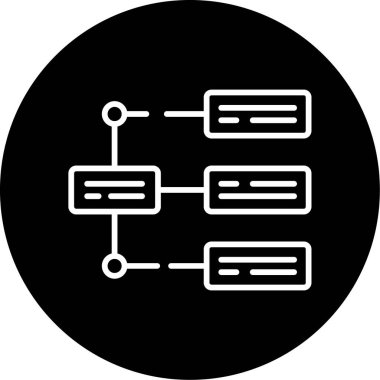 İş diyagramı simgesi. Ağ şeması simgesi. Veritabanı sembolü, vektör illüstrasyonu