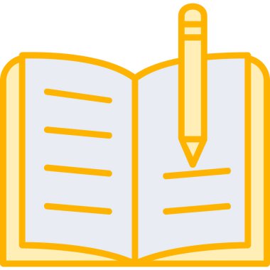 kitap ve kalem ikonu vektör illüstrasyonu