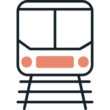 Demiryolu raylarındaki tren simgesi, vektör illüstrasyonu 