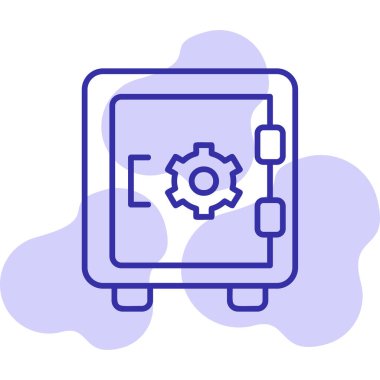 Dolap, güvenli, Vector Line Illustration. İş ve Finans simgesi.