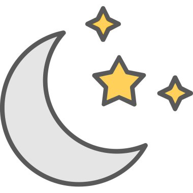 Yıldızlı ay. Web simgesi basit illüstrasyon 