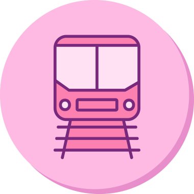 Demiryolu raylarındaki tren simgesi, vektör illüstrasyonu 