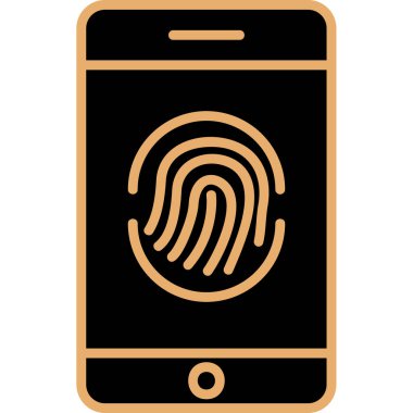 Parmak izi simgesi vektör çizelgesine sahip akıllı telefon