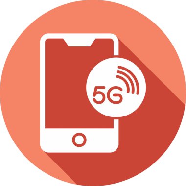 Smartphone 'da 5G Ağı. Renkli Vektör Simgesi