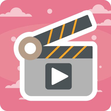 Alkış tahtası, video simgesi, vektör illüstrasyonu