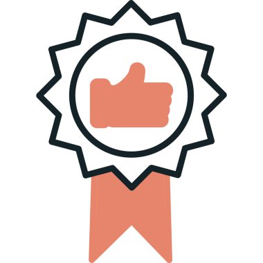 Başparmak Yukarı simgesi ve vektör illüstrasyonuyla En İyi Uygulama Rozeti  