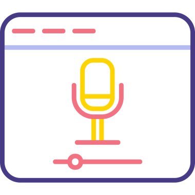 Mikrofon simgesi çevrimiçi kayıt kavramının vektör illüstrasyonu