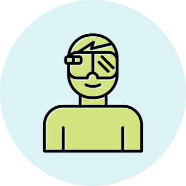 Artırılmış gerçeklik gözlüğü olan adam ikon vektör illüstrasyon tasarımı